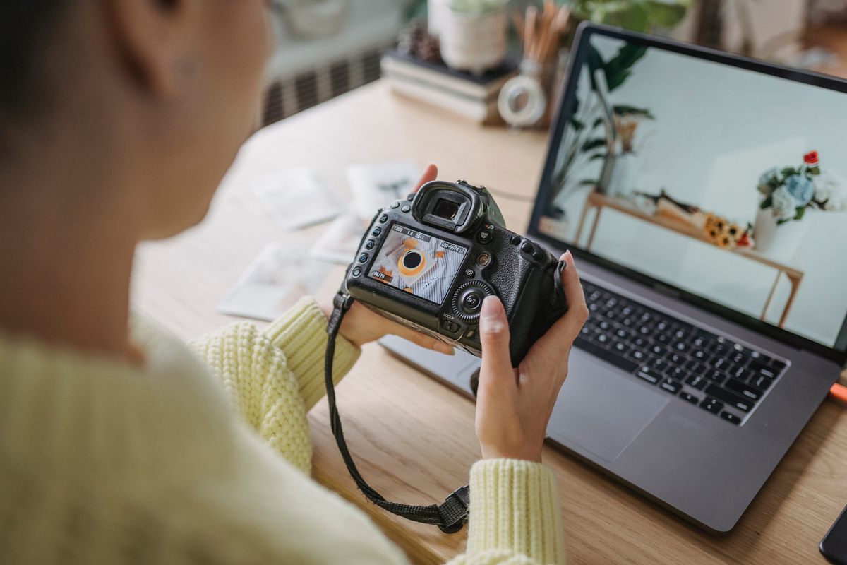 Anonymous photographer with photo camera